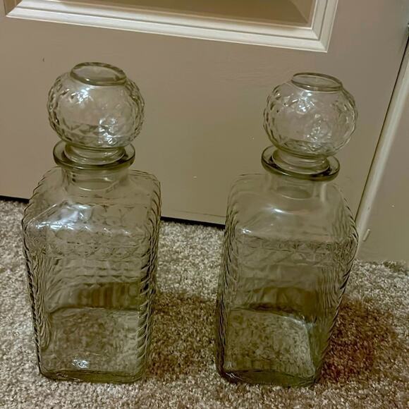 Pair of Glass Decanters for Bar Cart - Picture 1 of 3